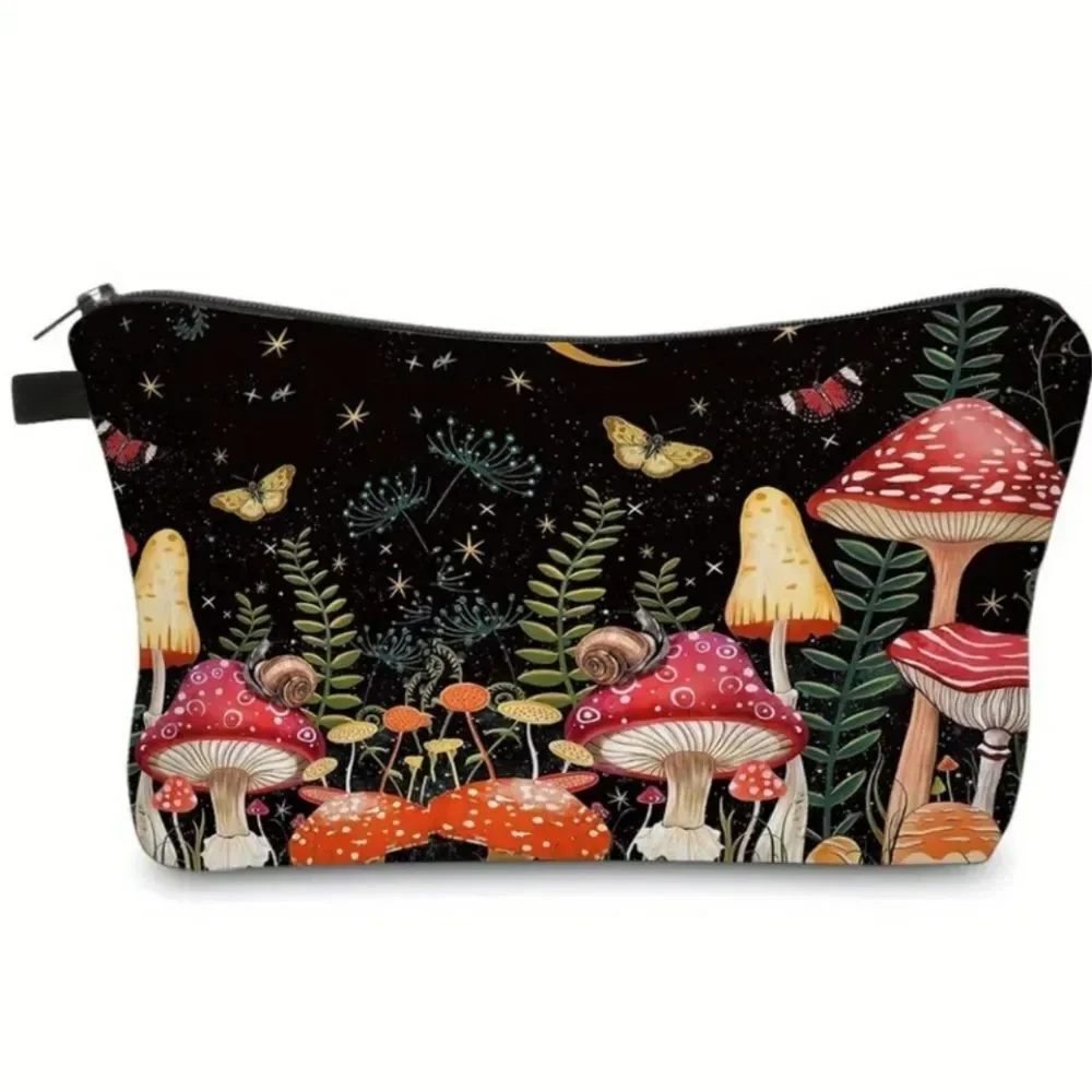 Mushroom village cosmetic bag travel pouch